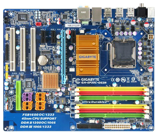 S-775 Gigabyte EP35C-DS3R (P35/ICH9R FSB1600(OC) 4*DDR2-1200(OC) 2*DDR3-1333 PCIe-x16 8ch GLAN ATX)