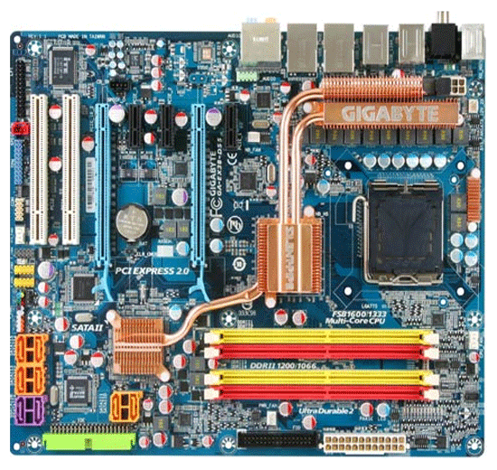 S-775 Gigabyte EX38-DS5 (X38/ICH9R FSB1600 4*DDR2-1200 2PCIe-x16 8ch 2xGLAN 1394 ATX)